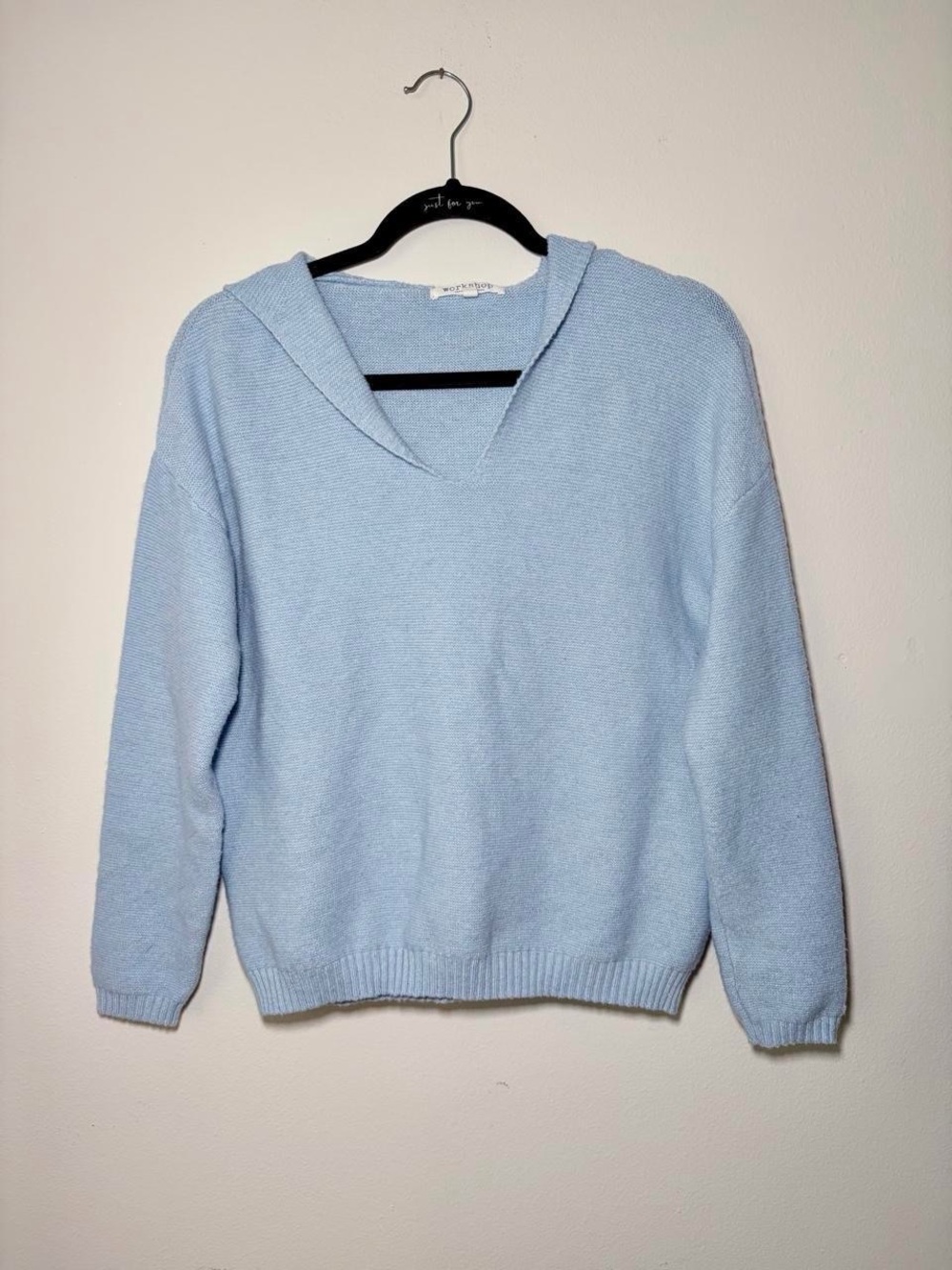 Baby Blue Hooded Knit Sweater